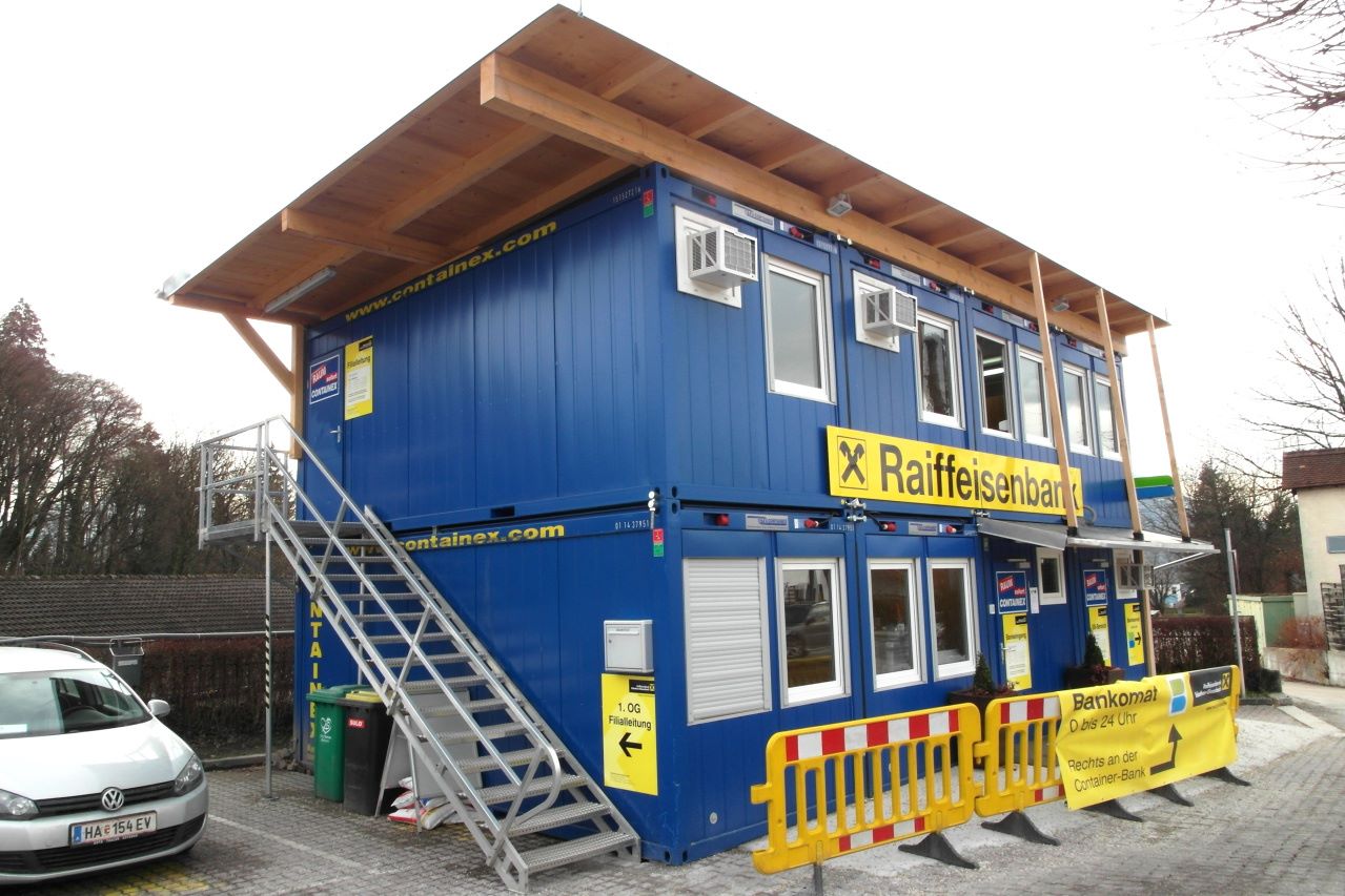 Modular building on hire for Raffeisen bank, Salzburg - Austria