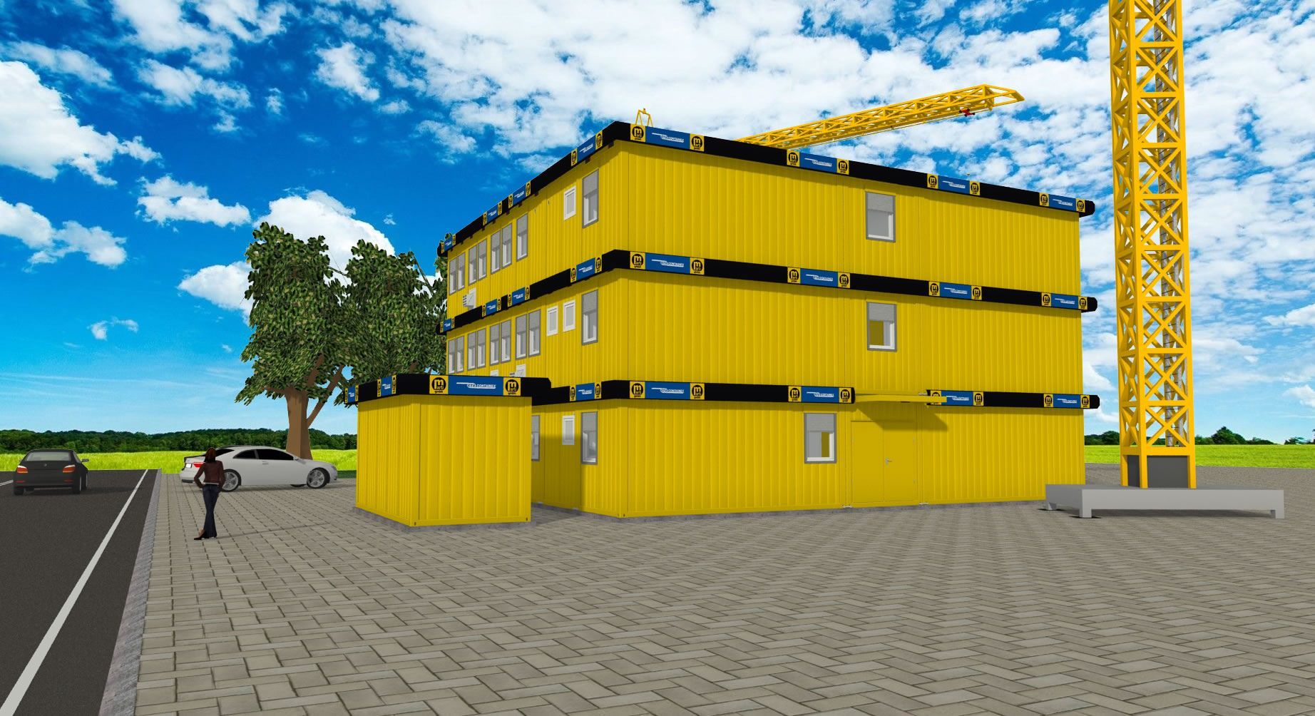 Containercomplex met 3 verdiepingen