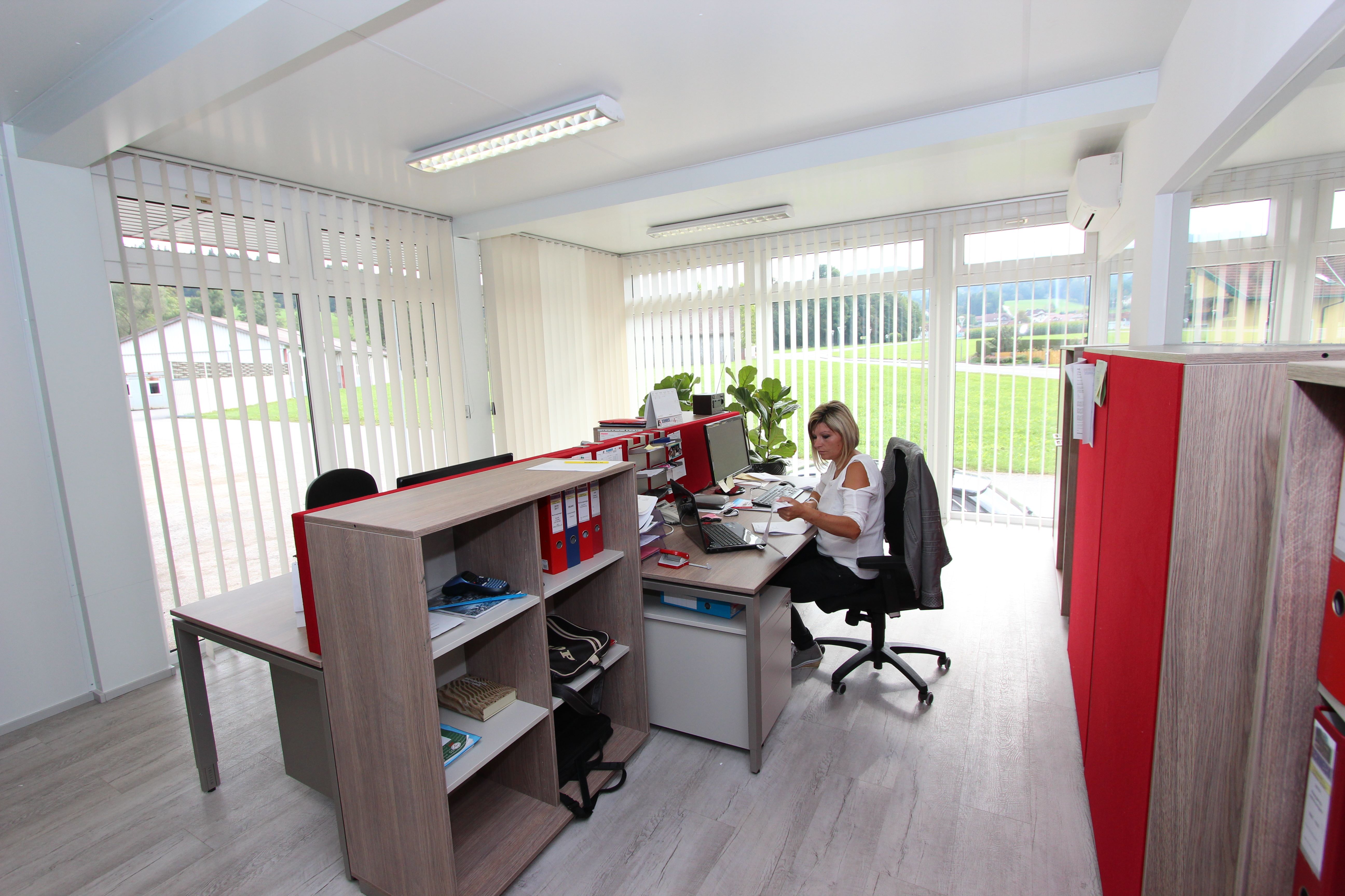 Portable office container interior view