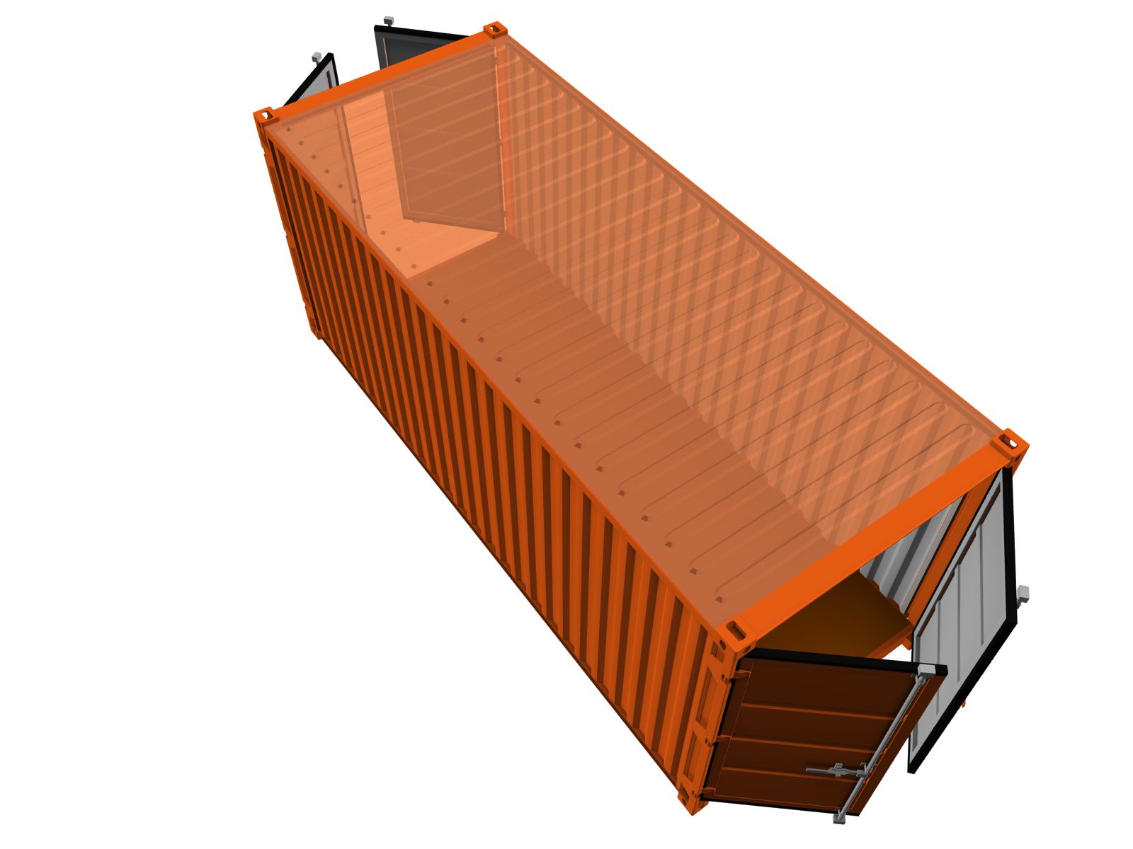 Skladový kontejner s druhými dvoukřídlými dveřmi